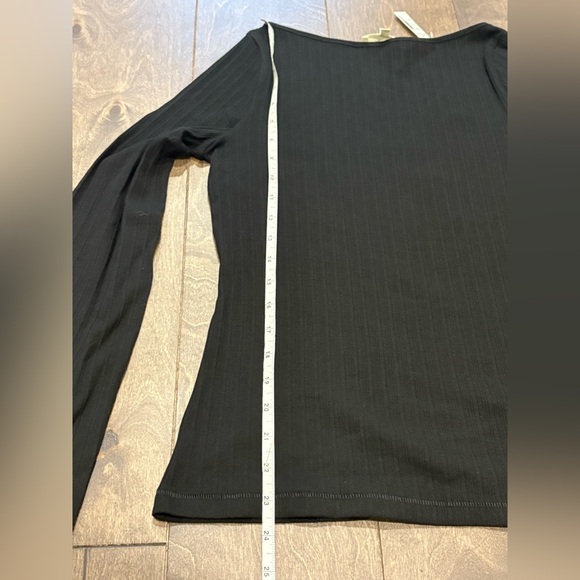 Madewell Women's Ribbed Long Sleeve Boatneck Top in Jet Black, Size Medium - Picture 7 of 7